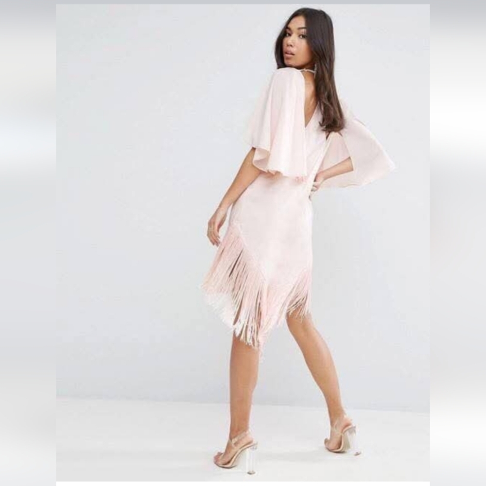 ASOS NWOT Elegant Pink Fringe Dress